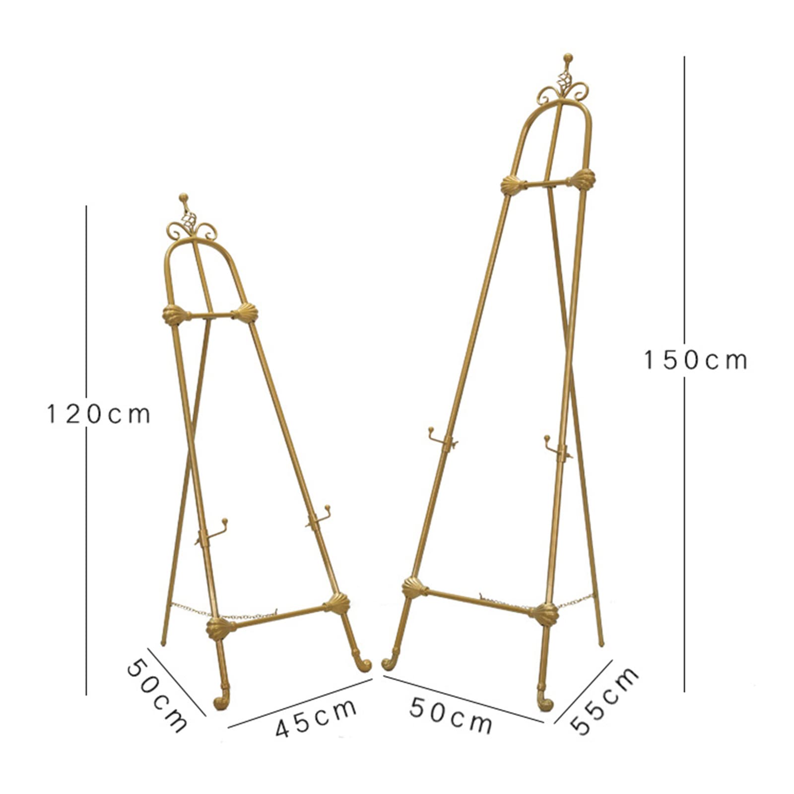 Caballete de 120/150 cm de alto, caballete de metal plegable, caballete de arte portátil para piso, caballete de artista para pintar, dibujar, dibujar, ligero, negro/blanco/oro (tamaño: 120 cm, color:
