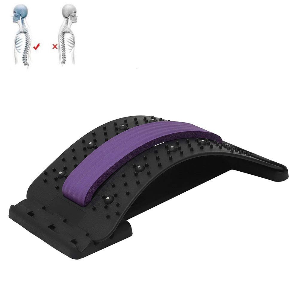 Magic Back Stretcher Lumbar Support,3 Adjustable Settings for Back Pain Relief, Lumbar Support Relaxation Muscle Board Back Posture Massage Tool (Style 1, Purple)