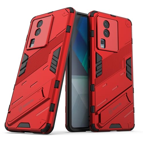 Image of Back Case Cover Compatible for Iqoo Neo 7 Pro 5G, Iqoo Neo 7 5G | 360 Degree Protection | Camera Protection | Kickstand Case | Shockprof Case | (red)