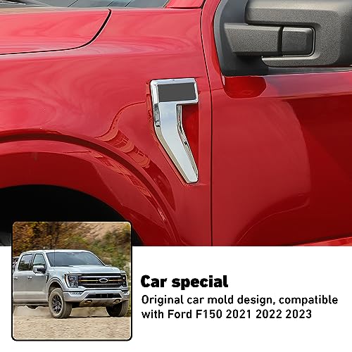 Image of Linskip Fender Side Emblem Trim Compatible with Ford F150 F250 F350 2021 2022 2023, F150 Fender Badges Cover, F-150 Enterior Accessories(Chrome)