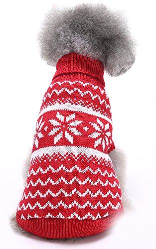 (マルペット)MaruPet 誕生日 聖夜 秋冬 ペットウェア犬服猫服 おしゃれ ペットウェア ドッグウエア 小型犬用品 かわいい犬の服 ニットセーター トイプードル/ダックス/マルチーズ/シュナウザー/シーズー等の小型犬 レッド M