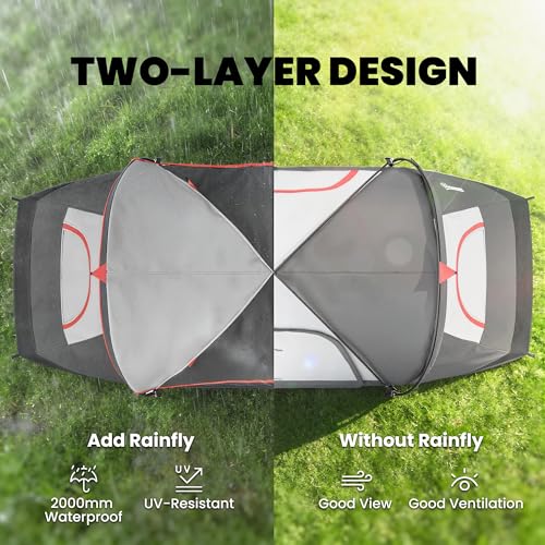 Outsunny 2 Bedroom Camping Tent for 6-8 Person, Large Family Tent with 2000mm Waterproof Rainfly and Screen Panels, Portable with Bag, for Fishing Hiking Festival image 7