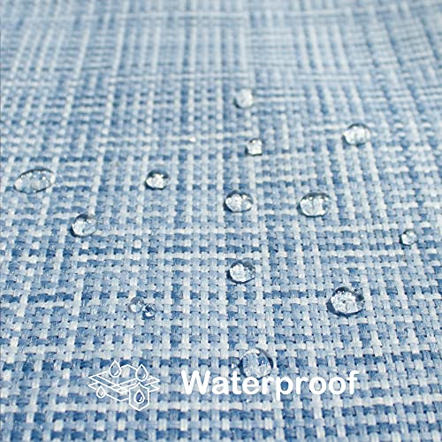 Kevin Textile Pack of 2 Decorative Outdoor Waterproof Throw Pillow Covers Stripe Square Pillowcases Modern Cushion Cases for Patio Couch Bench 20 x 20 Inch Light Blue