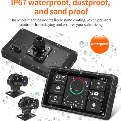 XRC TECH Câmera veicular de motocicleta de 12,7 cm, navegação GPS, WiFi, gravação de vídeo, 1080p, t