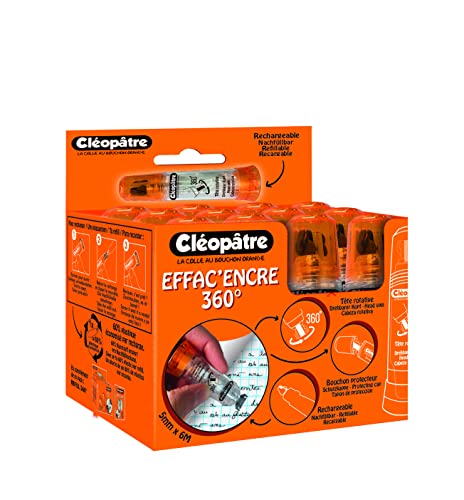 Ruban correcteur Cléopâtre Effac'encre tête rotative 360 degrés pour correction nette