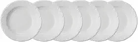 Estojo com 6 Pratos Fundos em Porcelana - Modelo Redondo com Relevo Pomerode - Branca - fabricado pela Schmidt.
