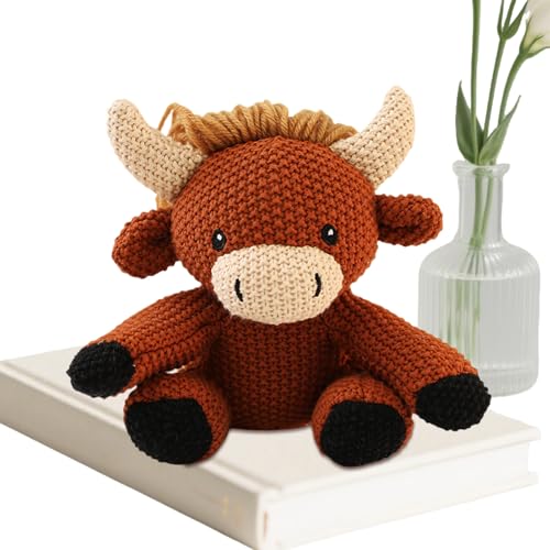 Generisch Muñeco de vaca de ganchillo | Muñeco de peluche hecho a mano | para habitación de los niños, dormitorio, salón, sofá, tiempo de juego, hora de dormir, adultos, adolescentes y niños