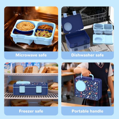 Image of Bento Box for Kids, Leakproof Kids Lunch Box with 8.5OZ Thermo Food Jar & Lunch Bag, 3-4 Compartments Toddler Insulated Lunch Box for Girls, BPA Free Lunch Containers for School Daycare