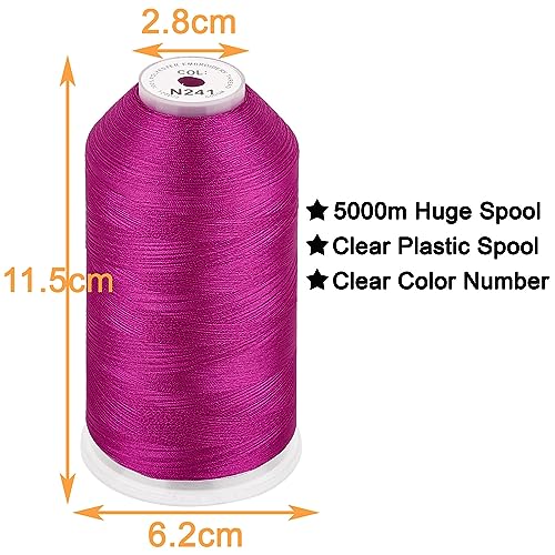 Image of New brothread - Single Huge Spool 5000M Each Polyester Embroidery Machine Thread 40WT for Commercial and Domestic Machines - Peony Purple(Janome Color)