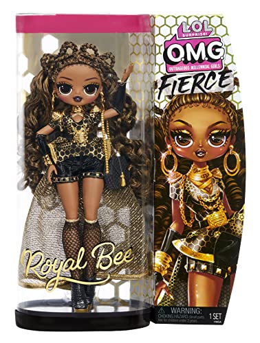 L.O.L. Surprise! OMG Fierce Muñeca de Moda, Muñeca de Moda de 29 cm con 15 sorpresas, Incluye Ropa, Accesorios y Soporte para la muñeca, Coleccionable, Edad Mayores 3 años, Color Royal Bee