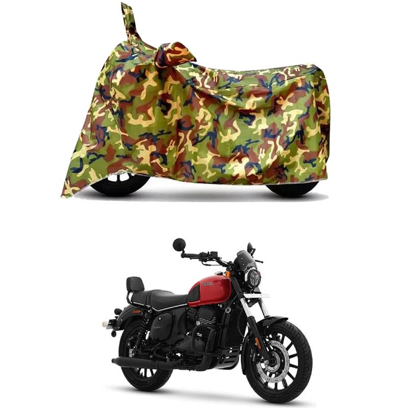 Image of Waterproof 100% PVC Coated Bike Scooty Two Wheeler Body Cover Compatible for Yezdi Roadster Inferno /UV-Rays /Heat Protection /Birds Dropping /Scratchproof /Dust Proof [6X6 Jungle Print]