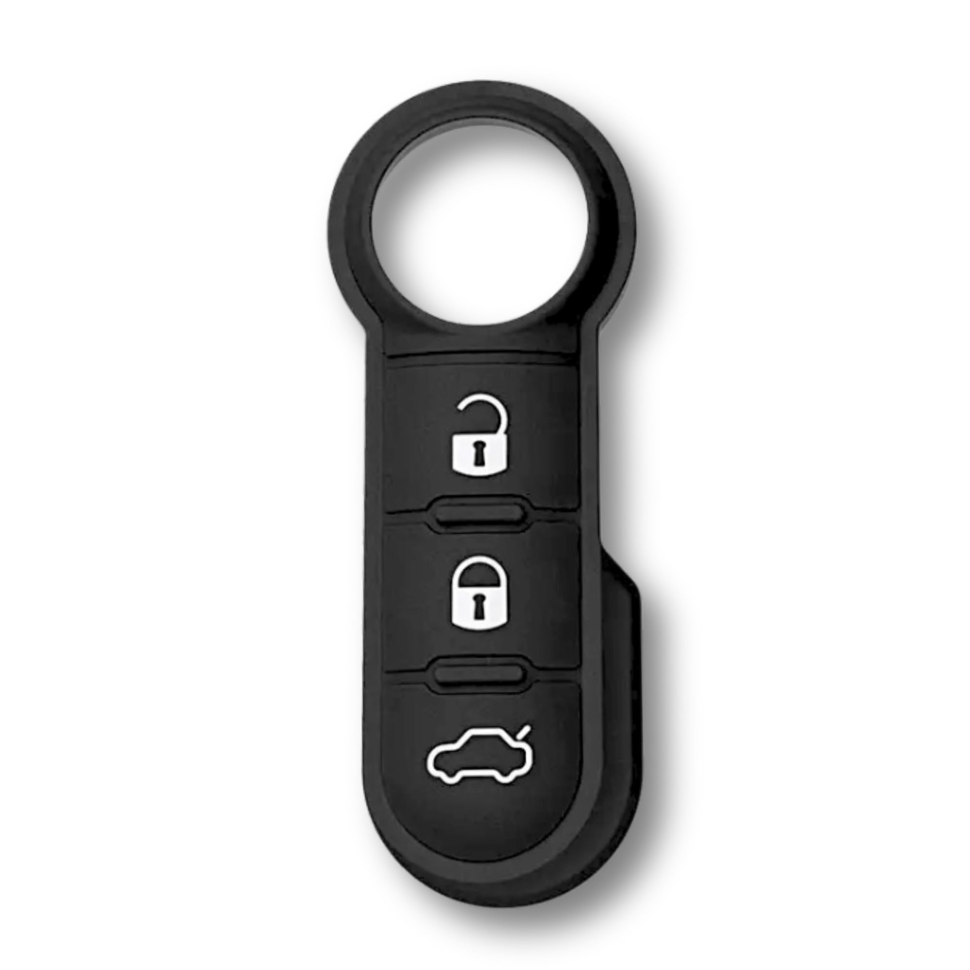 Gommino Ricambio Telecomando Auto Per Fiat 500, Panda, Punto - Tasti Silicon Nero Per Chiave Con 3 Pulsanti - Foto 3