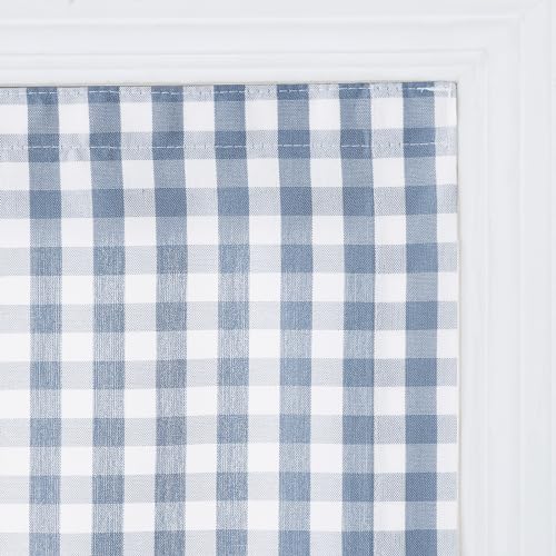 Image of TWOPAGES No Drill Cordless Buffalo Plaid Roman Shades Roman Blinds for Windows, Custom Made Room Darkening Country Checkered Blinds Farmhouse Shades, Light Blue Small Plaid, 1 Piece