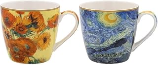 The Leonardo Collection LP94653 Van Gogh Breakfast Mugs (Set of 2), Fine China, Boxed, Multicolour