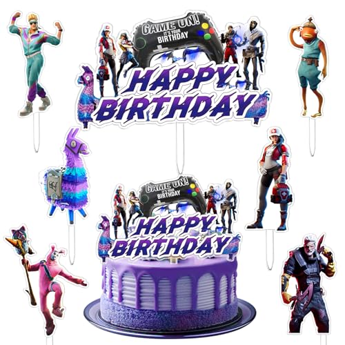 Cake Topper Fortni, 7 peças, decoração de bolos Fortni, decoração pastel, decoração Cupcakes, decoração de aniversário, material acrílico, para festas temáticas, festa infantil, aniversário