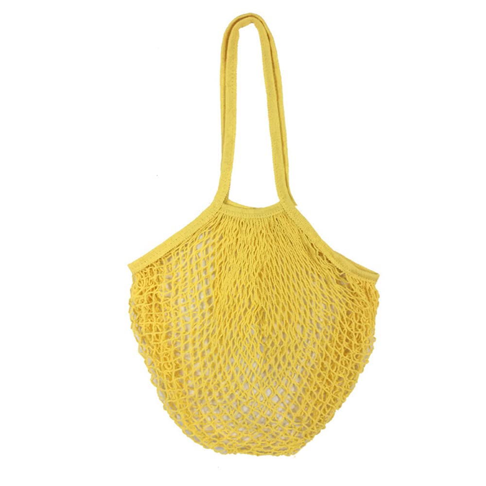 TopHomer String Shopping Bag, Cotton Reusable Grocery Mesh Bags Portable Net Shopping Mesh Cotton String Bag For Fruit, Vegetables Storage (Yellow)