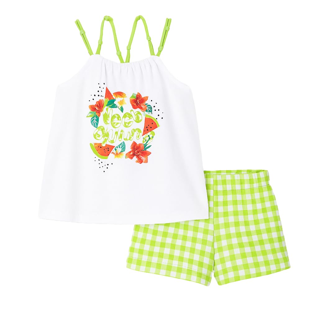 Generico Mayoral Conjunto Verano Niña - Top Estampado y Pantalones Cortos - Conjunto de Dos Piezas para Niña