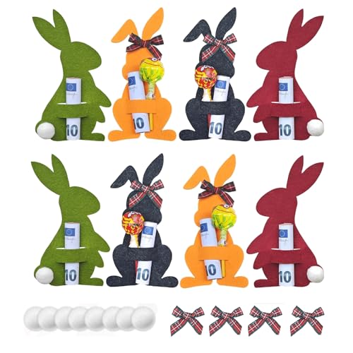 Juego de 8 regalos de dinero de Pascua, conejitos de Pascua, divertidas decoraciones de conejos y material sentido, embalaje de regalos de Pascua con billetes, regalo de Pascua para niños, adultos (B)
