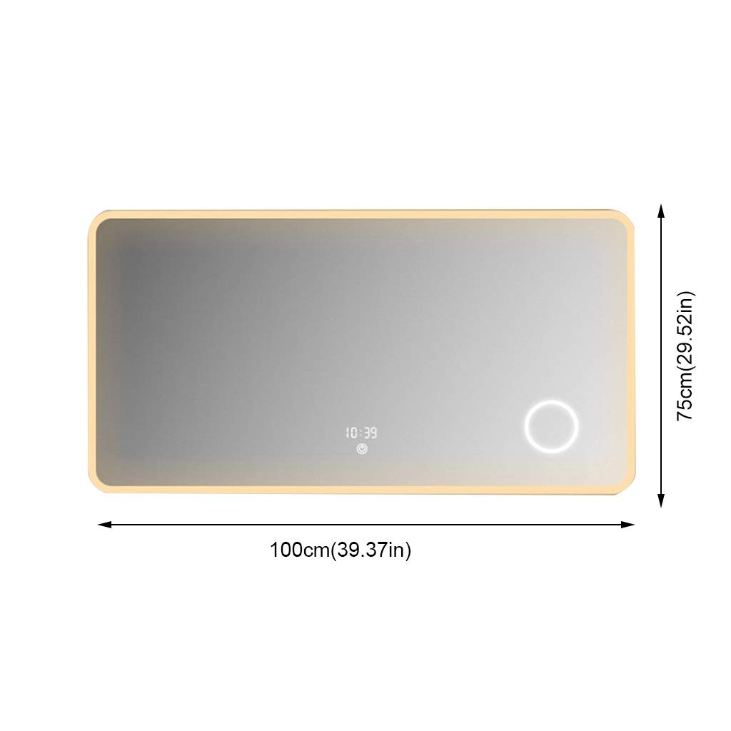 Specchio Trucco Specchio per il trucco Specchio da parete per bagno, anti-appannamento con pulsante a sfioramento Specchio da parete a figura intera con cornice Specchi da toeletta rettangolari da app