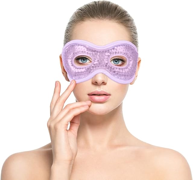 ACWOO Cooling Eye Mask, Cooling Gel Beads Eye Mask for Puffy Eyes, Reusable Hot Cold Therapy Gel Eye Mask for Migraine Relief, Headache, Dark Circles, Dry Eyes, Swollen Eyes, Sinus Pain