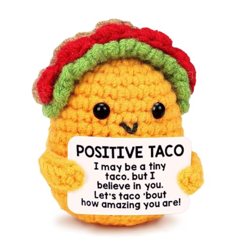 Positive Crochet Taco - Uplifting Emotional Support Gift for Women & Men Unique Holiday & Birthday Present for Family Friends & Coworkers Inspirational Desk Decor with Relaxation Message