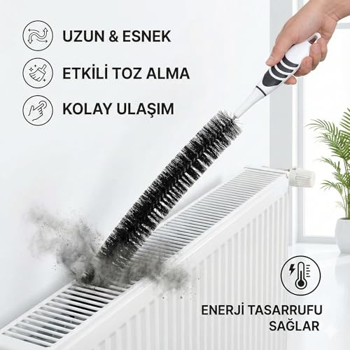 Vios Store Ergonomik Kalorifer Peteği Temizleme Fırçası – Esnek Uzun Yapı, Kolay Toz ve Kir Temizliği, Dar Alanlara Ulaşan Pratik Fırça, Ev ve Ofis Kullanımına Uygun