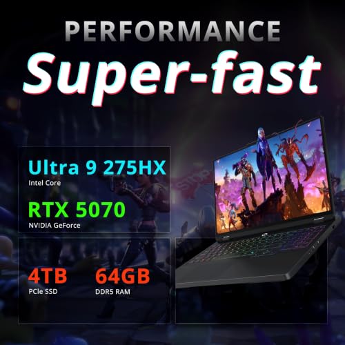 Image of Lenovo Legion Pro 5 16 inch Gaming Laptop, Intel Core Ultra 9 275HX, 64GB DDR5, 5TB Storage (4TB SSD+1TB Docking Station Set), NVIDIA GeForce RTX 5070, RGB Backlit Keyboard, Wi-Fi 7, Win 11 Pro, Black
