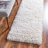 Rugs.com Infinity Collection Solid Shag Area Rug 6 Ft Runner Pearl Shag Rug Perfect for Hallways, Entryways