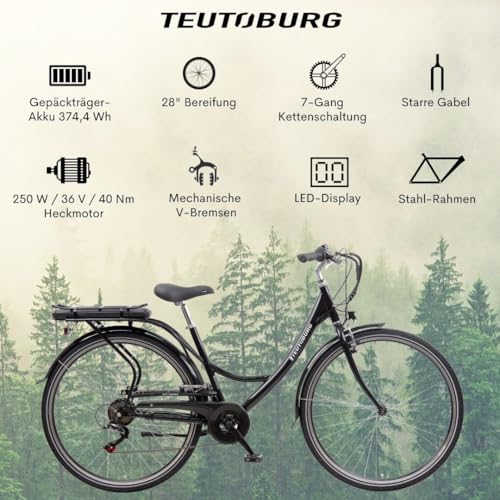 Senne Fahrrad Pedelec Citybike Elektrofahrrad schwarz, E-Bike 28 Zoll, 10,4 Ah/36V Lithium Ionen Akku, 7-Gang Shimano-Kettenschaltung – Bild 6