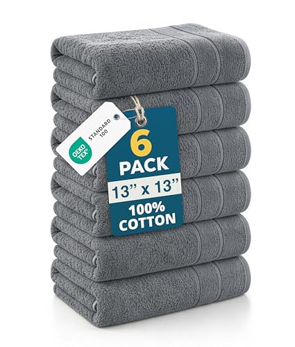 Casa Platino Wash Cloths Pack of 6-100% Cotton Washcloths for Daily use - 13