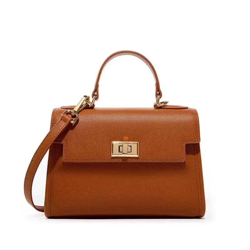 Genuine Leather Top Handle Handbag,Elegant Shoulder Bag, Vintage Crossbody Bag With Adjustable Shoulder Strap