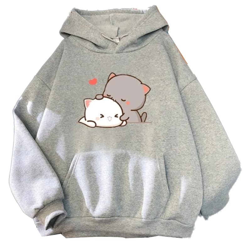 Image of Popster Fleece Hooded Neck Oversize Loose Fit Regular Sweatshirt for Women, Grey, Small