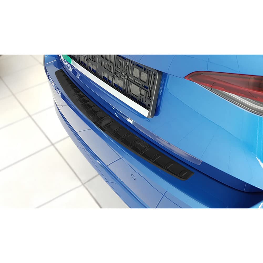 Avisa Protector del Parachoques Trasero Inoxidable Negro Compatible con Skoda Octavia IV Liftback 2020- 'Ribs'