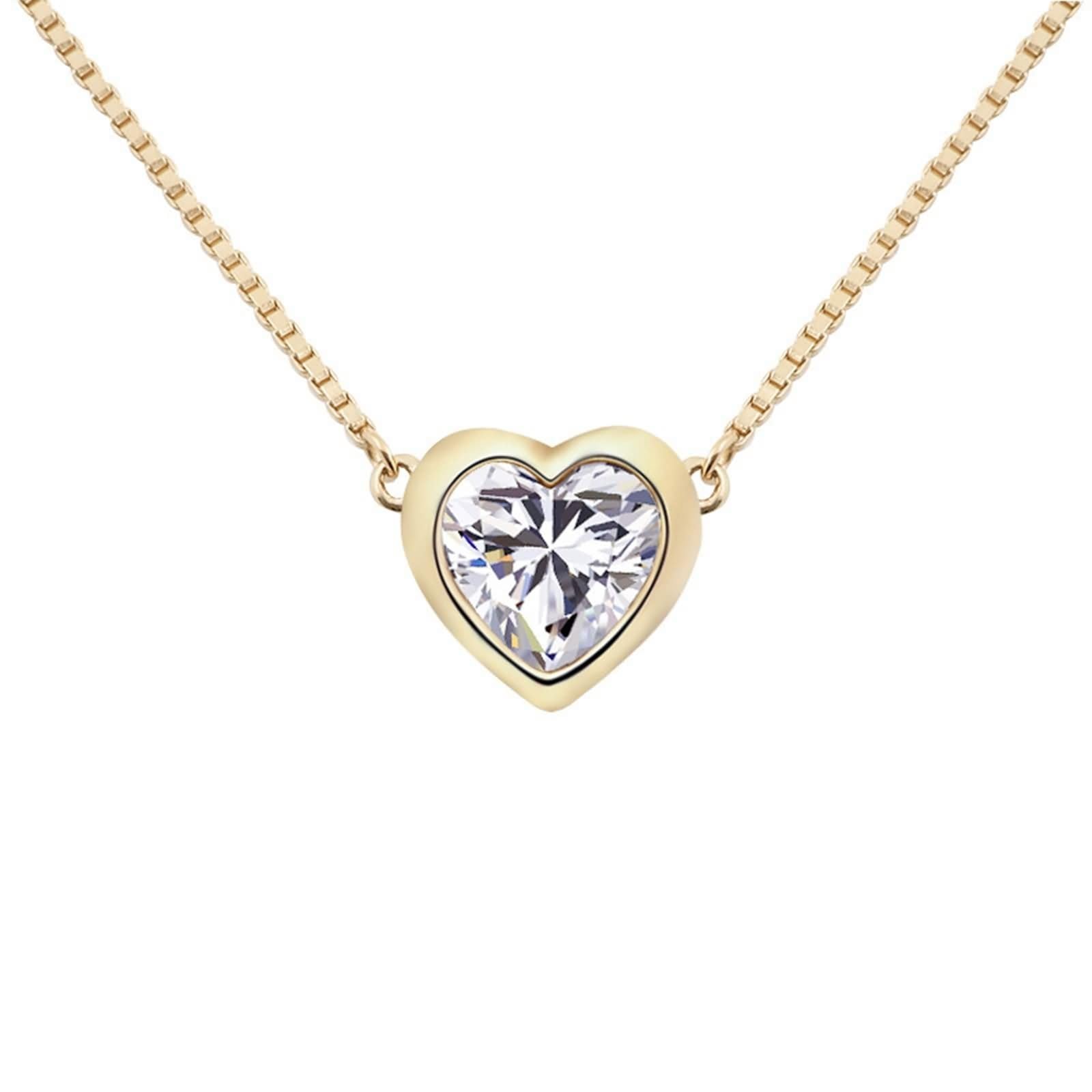 9K/14K/18K Gold Halskette für Damen, 1ct Moissanit einfacher Edelstein Anhänger Schmuck Kettenlänge 18 Zoll