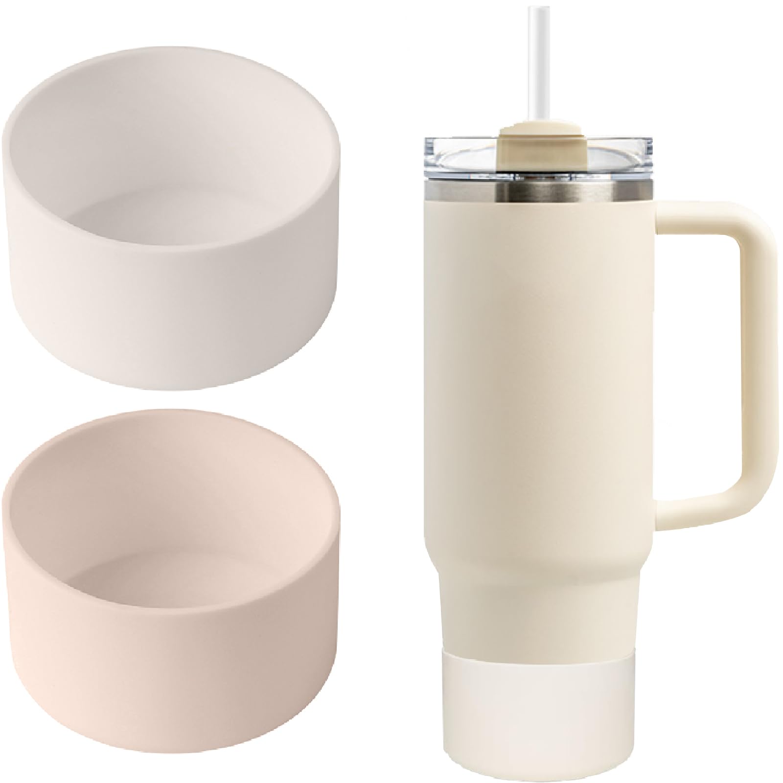 Gudemoore 2 Pcs Tumbler Bottom Protector Boot, Silicone Boot For Stanley Adventure Quencher 40Oz & Stanley Iceflow 30Oz 20Oz, Compatible With Hydro Flask Water Bottle 12Oz 18Oz 21Oz 24Oz