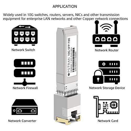 Image of 10GBASE-T SFP+ RJ45 Copper Transceiver Module Compatible with Palo Alto Networks PAN-SFP-PLUS-T80 10G SFP+ 80m Cat6a /7