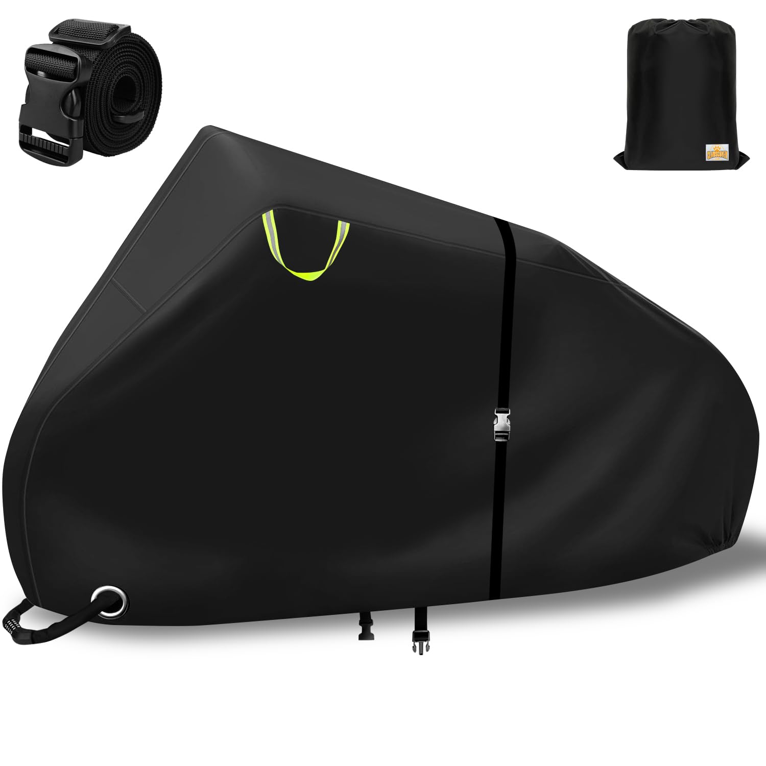 ClawsCover Fahrradabdeckungen für den Außenbereich, wasserdicht, für 2 Fahrräder, strapazierfähiges 600D-Polyester, langlebig, UV-Schutz, wetterfest, für E-Bike, Fahrrad, Elektrofahrrad, Schnallen