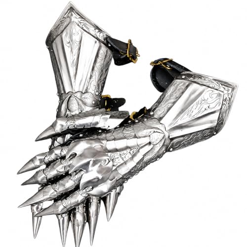 THOR INSTRUMENTS Medieval Gauntlet Gloves Pair Brass Accents Knight Crusader Armor Steel Gloves...