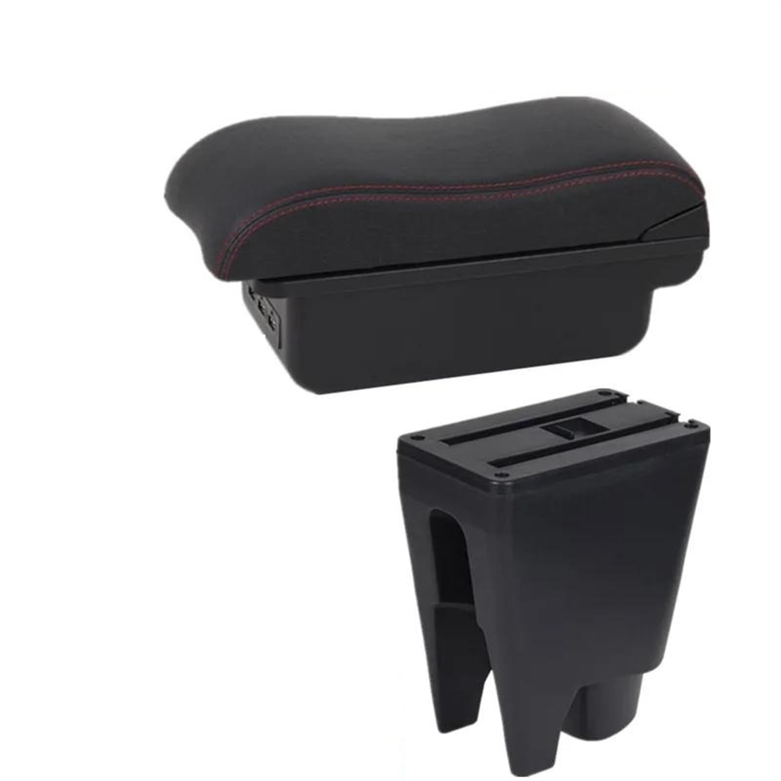 NMJLQW Storage Rack Car Center Console Storage Box Multifunctional Armrest Storage Box Interior Accessories For Aygo BJ(B2 Black red 3USB)