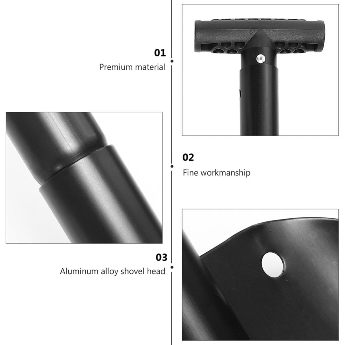 Pala de Nieve Plegable para Coche, Retráctil, Aluminio, Negro