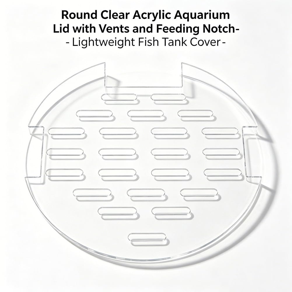 Tapa Para Acuarios, Juego De Tapas Acrílicas Para Acuarios, Tapa Acrílica Redonda Para Acuarios Con Filtros, Evita Que Los Peces, Reptiles, Camarones Y Tortugas Salten Fuera De La Pecera(Clear-D,45cm)
