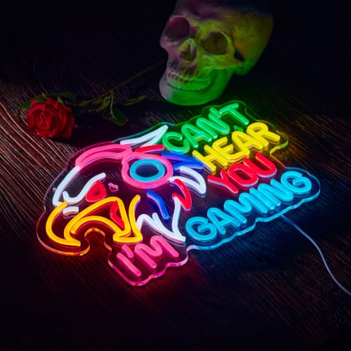 Image of Gaming Neon Sign Can't Hear You I'm Eagle Gamer Light Signs | Game LED Light USB Powered Signs with dimmer for Gamer Zone Room Bedroom Wall Decor Compatible with Timer