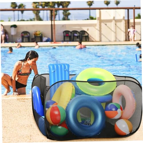 Red de almacenamiento para flotadores de piscina plegable de gran capacidad 80x80x70 cm con asas 2