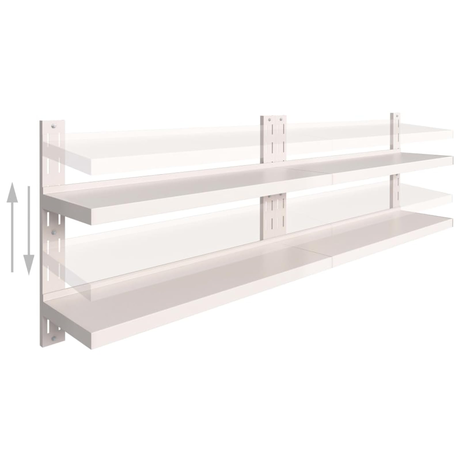 Zawieszone półki na ścianę, 2 półki wiszące, 2 sztuki, stal nierdzewna, 240 x 30 cm, nowoczesne wzornictwo, miejsce do przechowywania, stabilna konstrukcja do sypialni, kuchni, biura, salonu
