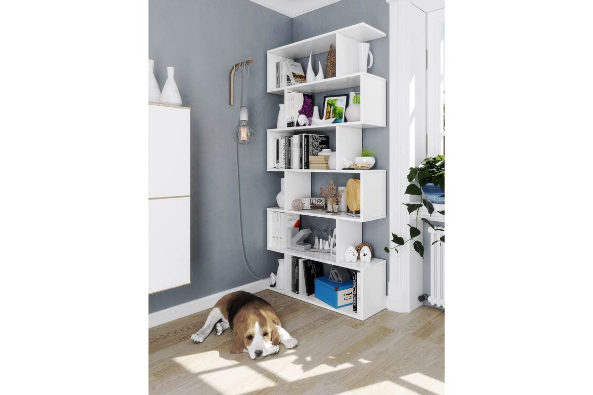 Ziggy White Gloss Room Divider Bookcase - by Furniture Factor