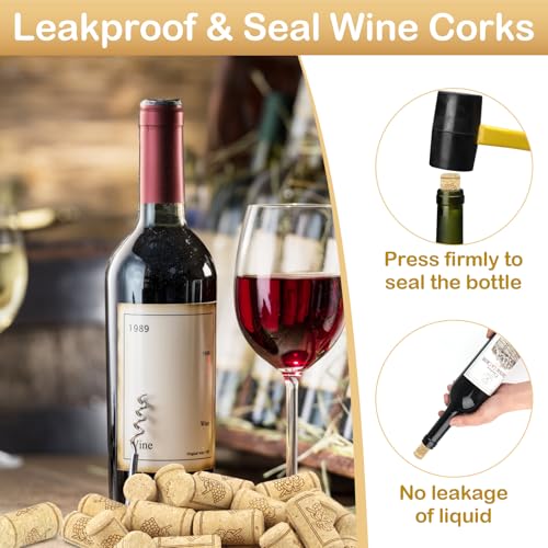 Image of 35 Pack Straight Wine Corks, #8 Soft Wood Cork Stoppers, 7 /8 inch x 1 3 /4 inch Corks For Crafts, Leakproof Bottle Corks For Beer, Wine Bottles, Crafting Decor, DIY Arts