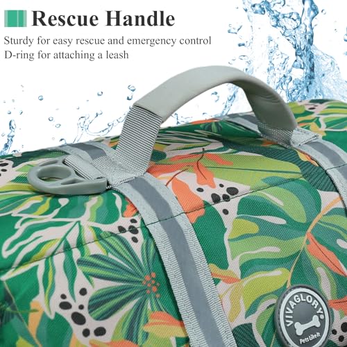 VIVAGLORY Rip Stop Dog Life Jacket, Buoyancy Aid with Handle, Buoyancy for Doggy Dog Life Jacket for Swimming & Boating, XXS, Floral - Image 4