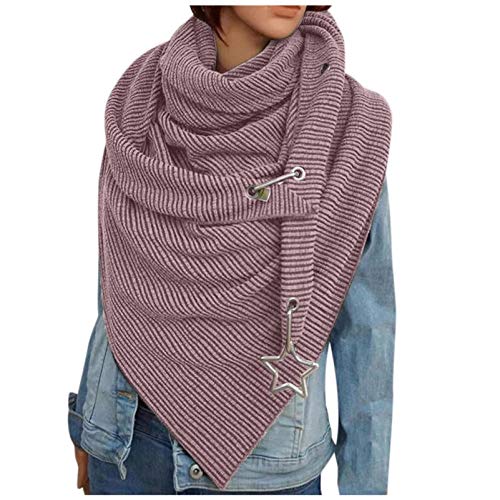 TIREOW Retro Mode Herbstschal Winterschal Schal für Damen Frauen, Dreieck Design Streifen Plaid Muster Polyester / Baumwolle Halstücher Warme Schals Deckenschal mit Knopf für Winter Autunm (G 1)
