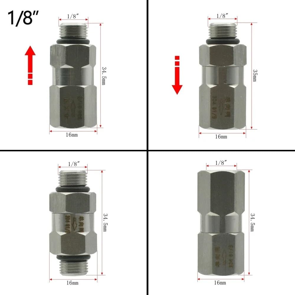 Zawór jednokierunkowy ze stali nierdzewnej 304 Interfejs gwintowany 1/4 "-1" Zawór sterujący płynem przemysłowym(Female to Male,1")