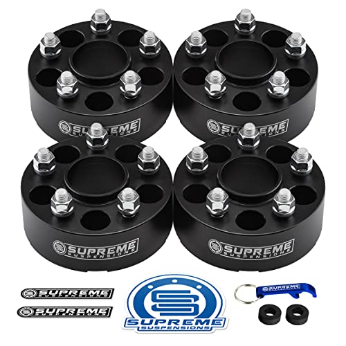 Supreme Suspensions - 4pc Set of 2 Hub Centric Wheel Spacers for 2021-2022 Ford Maverick 2WD/4WD BP: 5x108mm / CB: 63.4mm / Studs: M14x1.5 - Valve Stem Caps Included